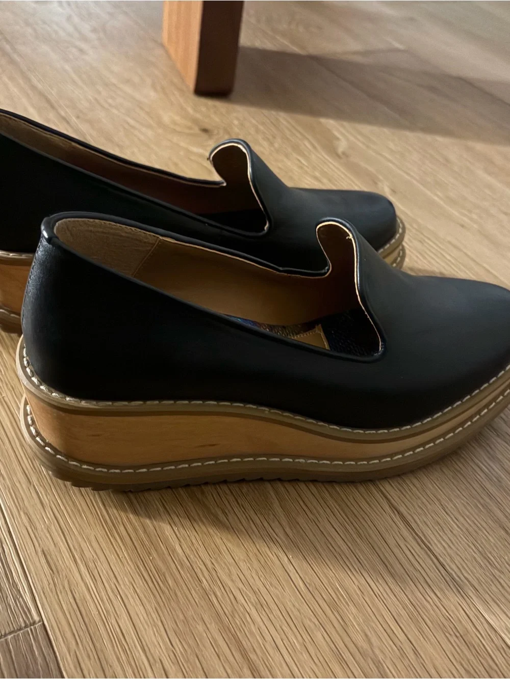 Black Slip-On Flats with Iridescent Lining
